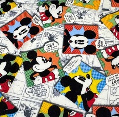 Disney Mickey Mouse Comic Strip Cotton Fabric 13″ x 15″ Multi-Color Retro Style