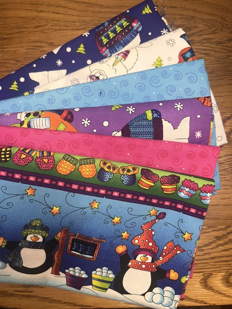 Bundle of 7 yards x 44″. RJR Fabrics. Each cut is 1 yard. Dark blue is 2 yds.