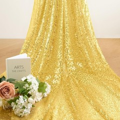 Gold Sequin Fabric 48 Inch Width by the Yard 1 Yard Sparkly Glitter Material