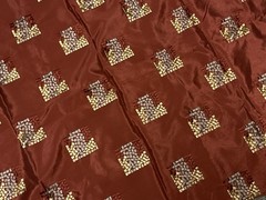 Designer Fabric Remnant Red Gold Embroidered 55” X 40”