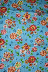 OOP Seersucker Fabric Crinkle Texture Cotton or Blend Bright Retro Floral Print