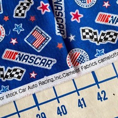 1 YD NASCAR Fabric Blue Cotton Print Camelot Cotton Print
