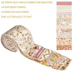 42Pcs Jelly Roll Fabric Strips Soft Cotton Quilting 6.5 x 50 cm, Brown