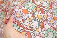 Casual Pop Smile Flower Patterned Fabric made in Korea by the Half Yard