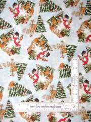 Christmas Susan Winget Snowmen Trees Animals Cotton Fabric Springs CP74488 Yard