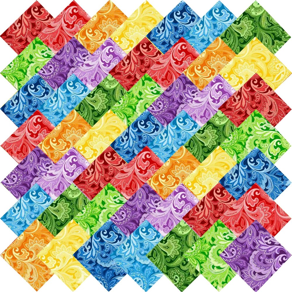 50pcs 10 x 10 inches Multicolor Cotton Fabric Bundle Squares for Quilting Sew…