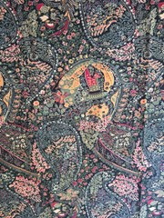 Vintage Black Paisley pinwale corduroy 2.5 Yds cotton fabric 58″ Wide
