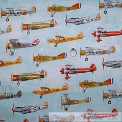 BonEful FABRIC FQ Cotton Quilt Blue Map USA Jet Air Force Bomber Airplane Print