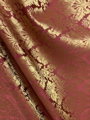 BURGUNDY GOLD Damask Jacquard Brocade Flower Floral Fabric (110 in.) Sold BTY