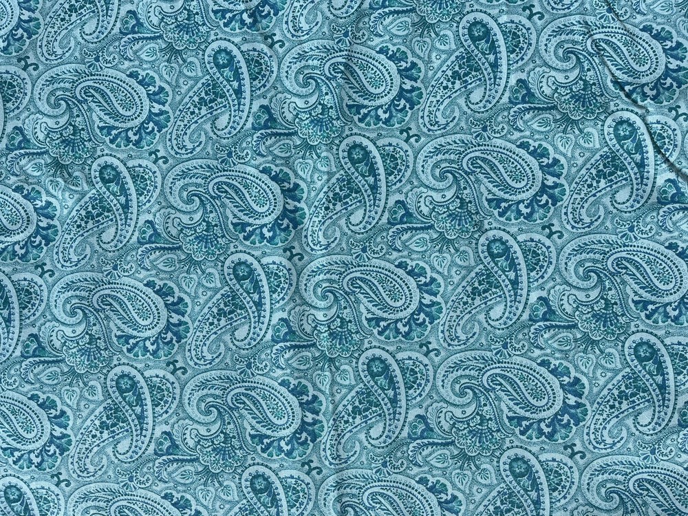 Paisley Blue Green Fabric By the Yard x 44″ Cotton
