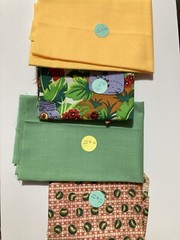 Lot of 14 Fabric Scraps Fruit Bugs Baby Animals Peace Love Stripe Solids