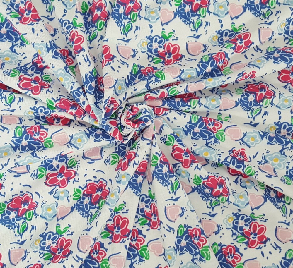 Cotton Fabric Jersey Knit By The the Yard Floral Print 7/18 #9 [Dess, Headwrap]