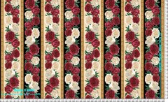 Wilmington Prints – Crimson Blooms – Repeating Border Stripe – Multi, Fabric BTY