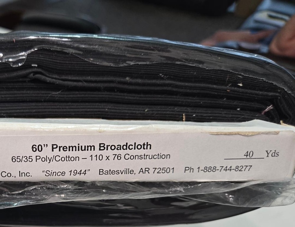 60″ Wide Premium Broadcloth – BLACK color – 65/35 Poly/Cotton – Quilting Fabric