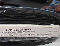 60″ Wide Premium Broadcloth – BLACK color – 65/35 Poly/Cotton – Quilting Fabric