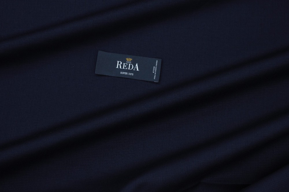 Reda midnight blue microcheck Worsted wool suiting for Hugo Boss