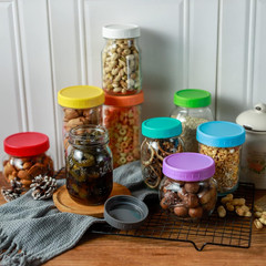 18 Pack Wide & Regular Mouth Mason Jar Lids with Silicone Rings Leakproof Plasti