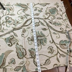 VTG Hand-Printed Crewel Fabric Sample Linen Rayon Blend Smithson Inc 35” X 26”