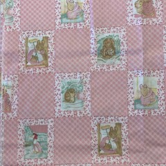 1985 Beatrix Potter Frederick Warne vintage cotton yardage Pink 1 yard