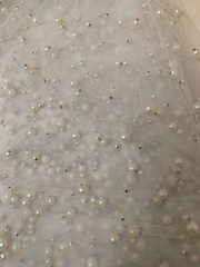 NEW Fabric Whole 6 Yard Cut 50 Inch Multi Pearl on Mesh Bridal Prom