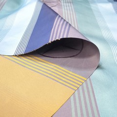 Wide Cabana Stripe Polyester Fabric Nautical Navy Blue Gold Charcoal Gray BTY