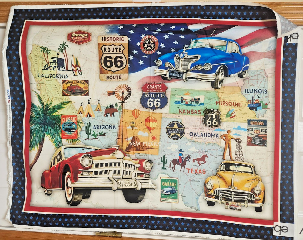 Route 66 Quilt Panel by Michael Miller Fabrics btp