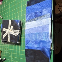 Lumin Fabrics Brilliant Blue Batik Hand-Dyed 5″ Squares 42pc Cotton Lot. 3 avai