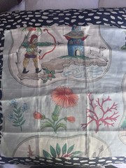 Clarence House Jeux Chinois Fabric in Robin Egg Blue Remnants- 2 Pieces