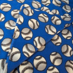 Blue Baseball Fabric Remnant, 2 Yards x 65″, Colorful, Sports, Soft Fleece Cloth