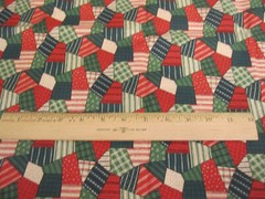 Christmas Cotton Fabric Geometric Blocks Red & Green Square 30×44