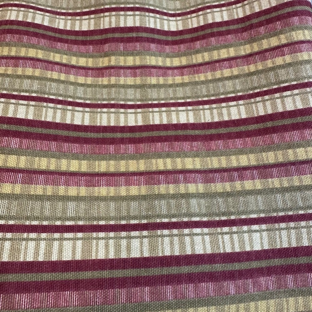 Red Tan Striped Fabric 7.5 Yards Total 44″ Wide Woven Upholstery 2 Pieces READ!!