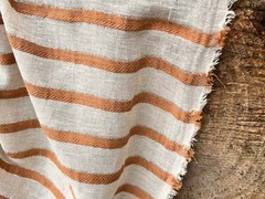 Herringbone Striped Neutral Organic Cotton Double Face Fabric By 2 Meters.