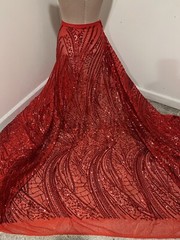 RED 4way Stretch Sequins Fabric 50” Width Sold By The Yard