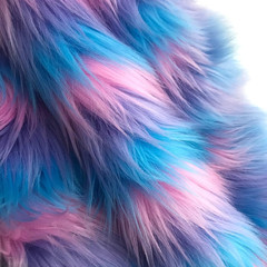 Bianna Tricolor Pink Purple Blue Faux Fur Fabric, American Seller, Luxury Shag S
