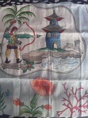 Clarence House Jeux Chinois Fabric in Robin Egg Blue Remnants- 2 Pieces