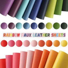 18 Pieces Faux Leather Sheets, 8×12 inches Rainbow Soft Leather Fabric Colour…