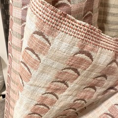 1.75 yds Rebecca Atwood Indoor/Outdoor Fabric Crescent Plaid / Shell Pink