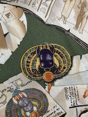 Vtg 1999 Alexander Henry Egyptian Fabric Documents History Scroll Pyramid 1 Yard