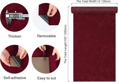 12”X100” Dark Red Self Adhesive Velvet Flocking Liner Sheet Soft Velvet Flock