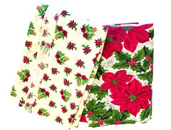 4 Plus Yards X 44″ Wide Christmas Holiday Poinsettia Flowers Fabric (2 Pcs) NEW!