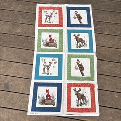 24×44″ panel In the Woods Holly Taylor wildlife deer bear fox Moda quilt fabric