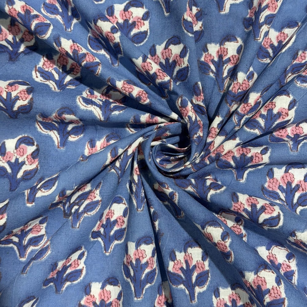 Hand Block Print Fabric by The Yard – 100% Cotton Lightweight, 42 Inch Wide P…
