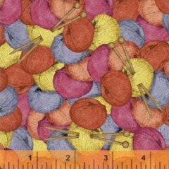 1 Yard Of Knit’N’Purl Yarn Print Fabric 100% Cotton By Whistler Studios