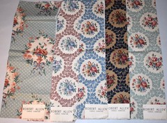 Lot of 5 Vtg 1990 Robert Allen Cotton Fabric Swatches French Country Floral