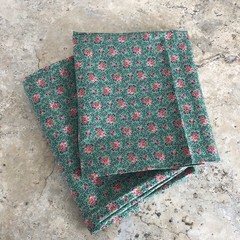 VIP CRANSTON PRINT WORKS SAGE GREEN BACKGROUND MINI PINK FLORALS FABRIC 2 YARDS