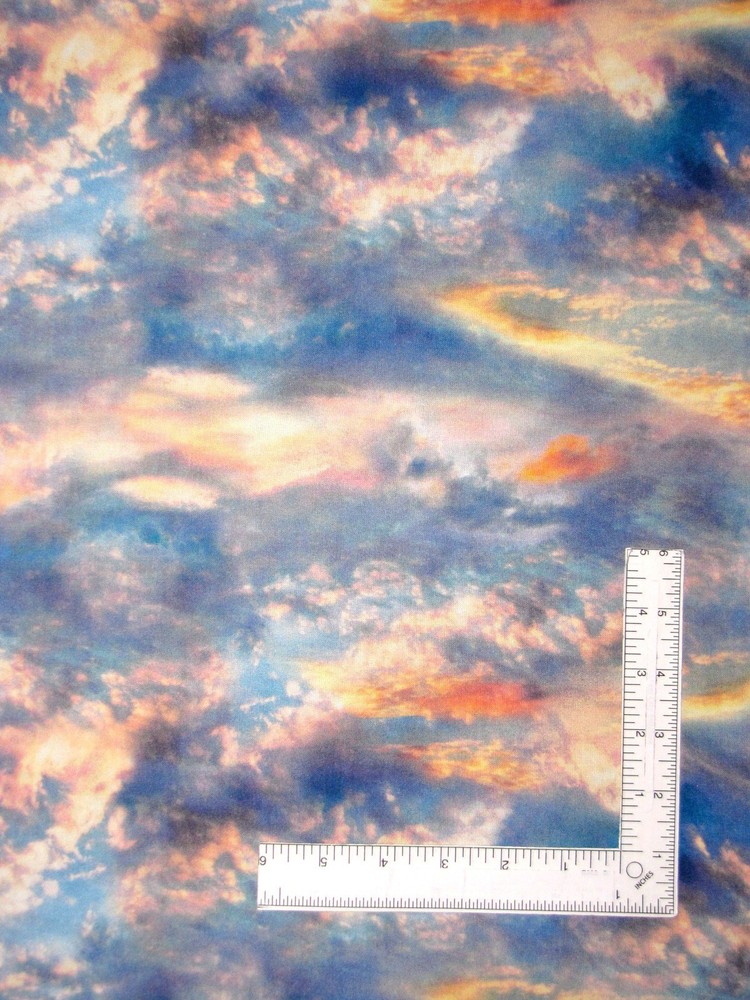 Beach Sky Clouds Fabric By The Yard Sunset Cotton Timeless Treasures CD3872