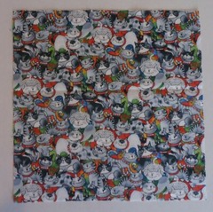 Group B – Fabric Cotton 1 Piece 10 1/2″ x 10 1/2″ Cats with Red Collars