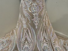 Pink White Nude Iridescent 4way Stretch Sequins Fabric 50” Width 1 Yard