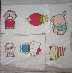 sanrio hello kitty fun fabric scrap 3 to 4.5 inch 6 character 3pc #1004 new