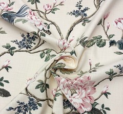 COVINGTON JOYBIRD 178 SILK BEIGE BIRD FLORAL MULTIPURPOSE FABRIC BY YARD 54″W